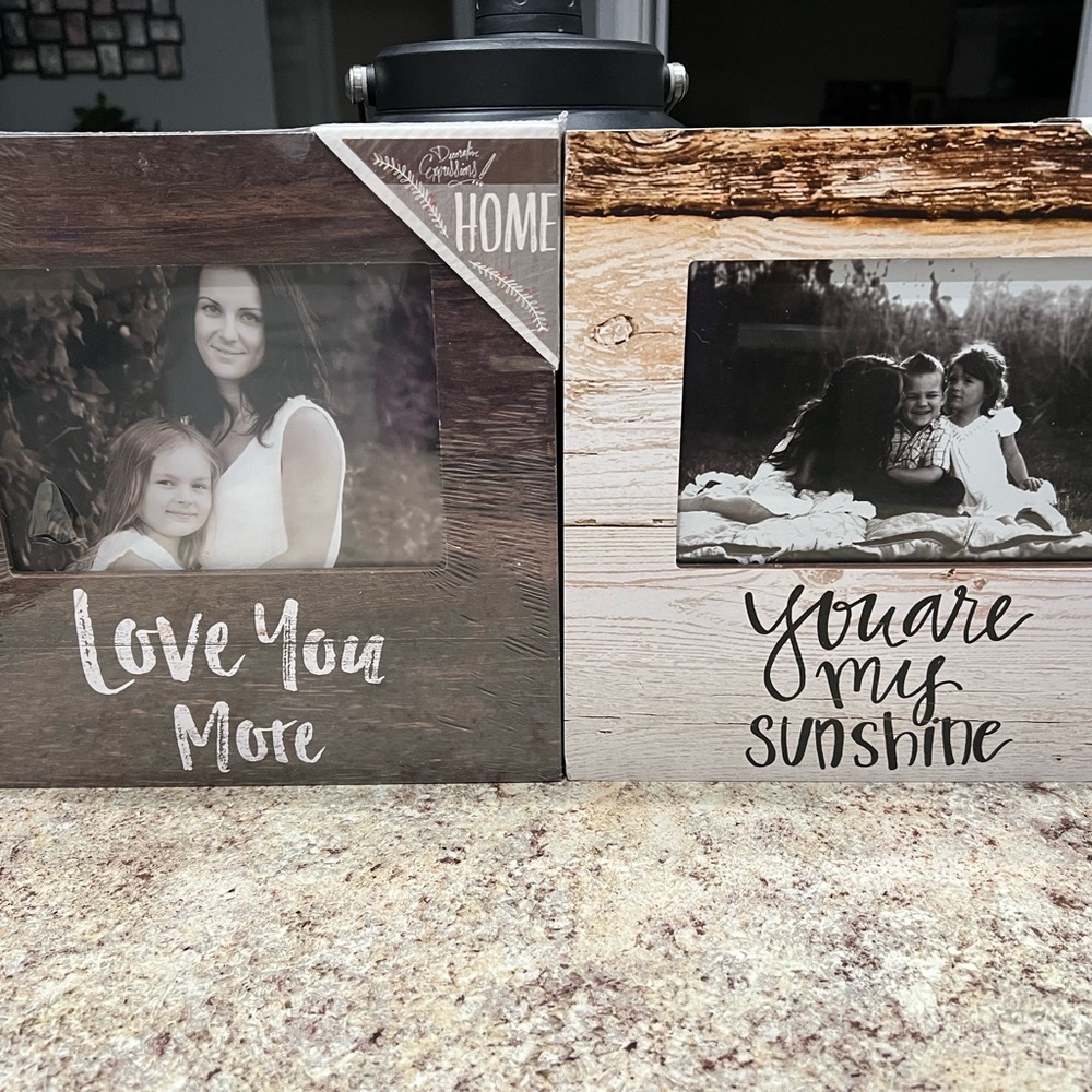 Rustic Wooden Photo Frame Set - Love You More & You Are My Sunshine